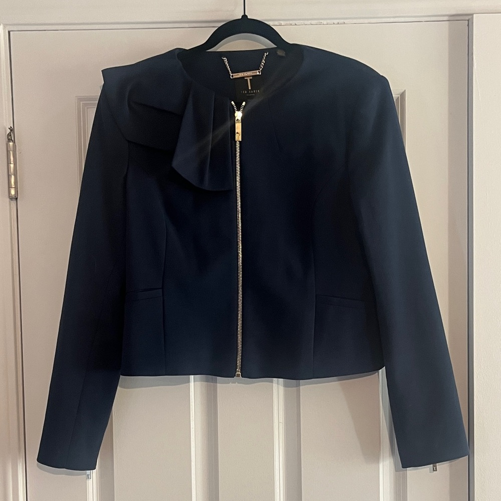 Ted Baker Elegant Navy Blue Blazer With Bow